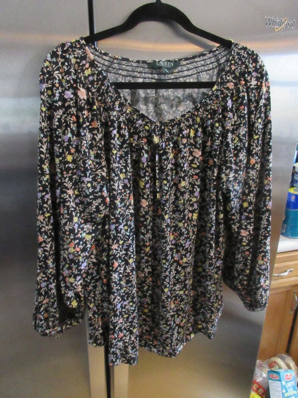 Lauren Ralph Lauren cotton BlackFloral pheasant tunic top shirt xl